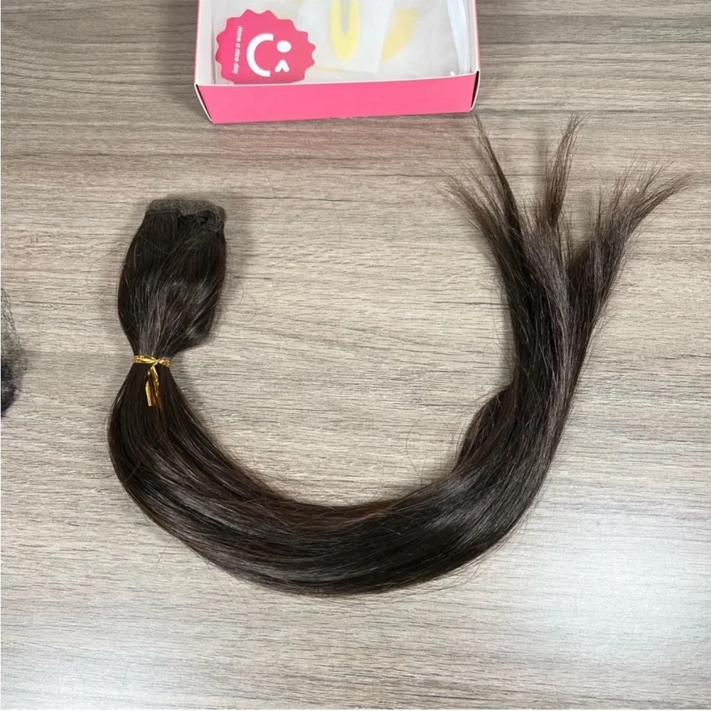 Dark Brown Remy Human Hair 18 Inch Wrap Around Ponytail Extension